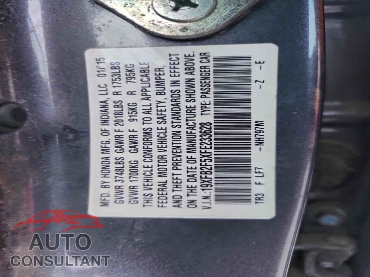 HONDA CIVIC 2015 - 19XFB2F5XFE233628