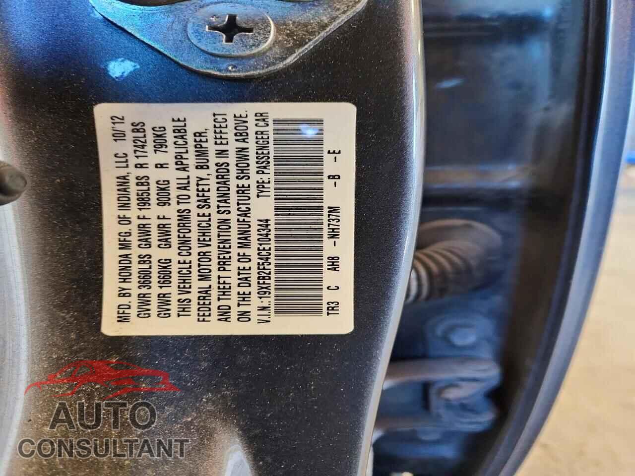 HONDA CIVIC 2012 - 19XFB2F54CE104344