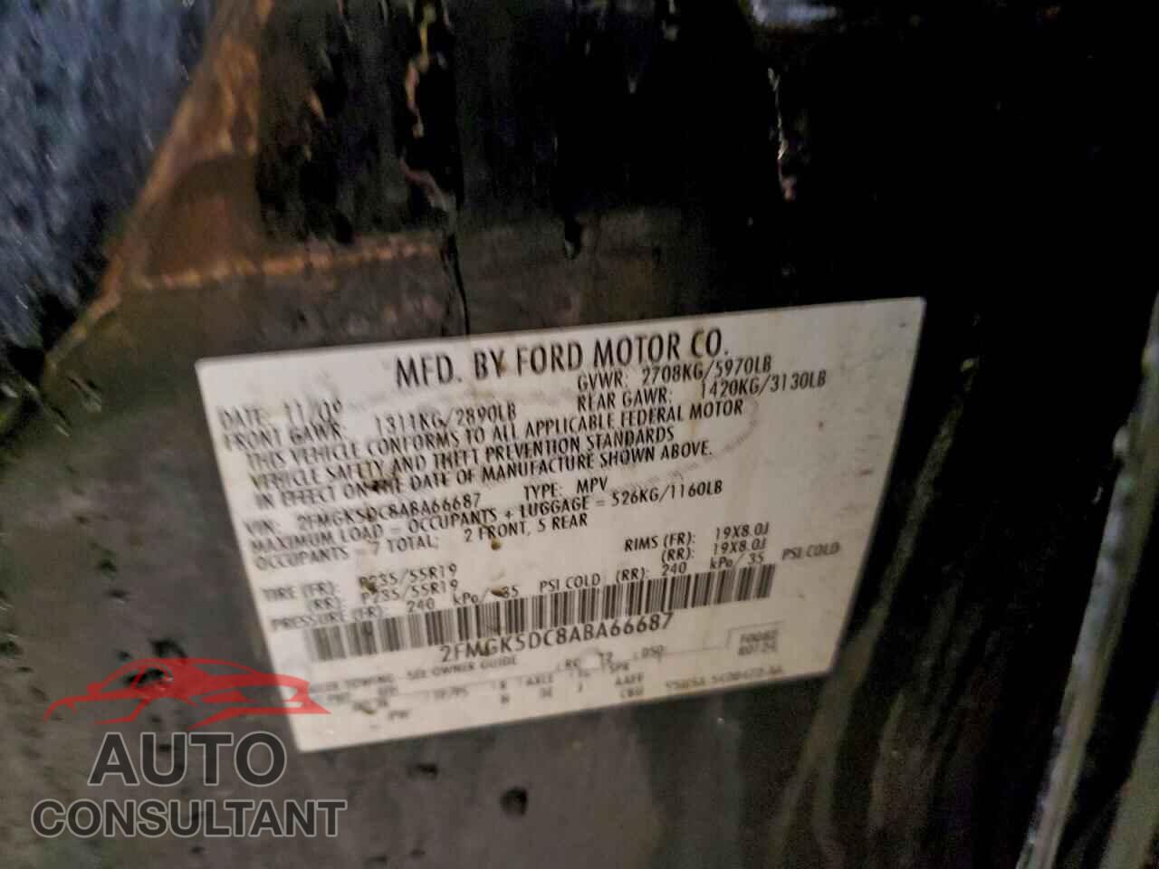 FORD FLEX 2010 - 2FMGK5DC8ABA66687