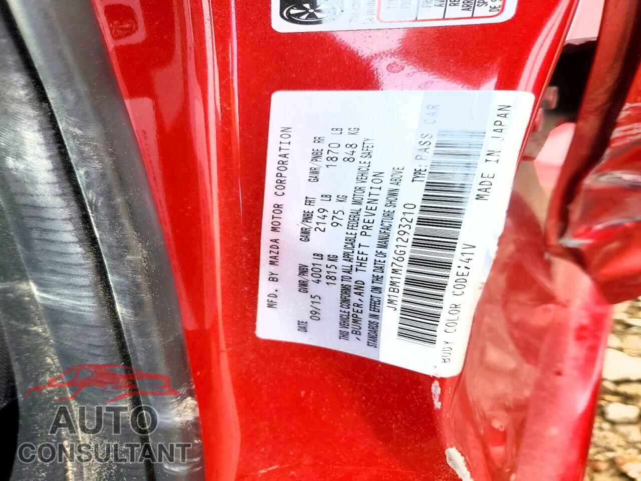 MAZDA 3 2016 - JM1BM1M76G1293210