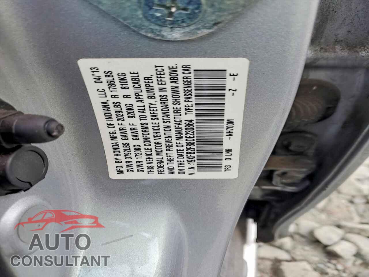HONDA CIVIC 2013 - 19XFB2F88DE230864