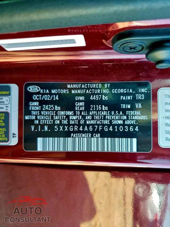 KIA OPTIMA 2015 - 5XXGR4A67FG410364