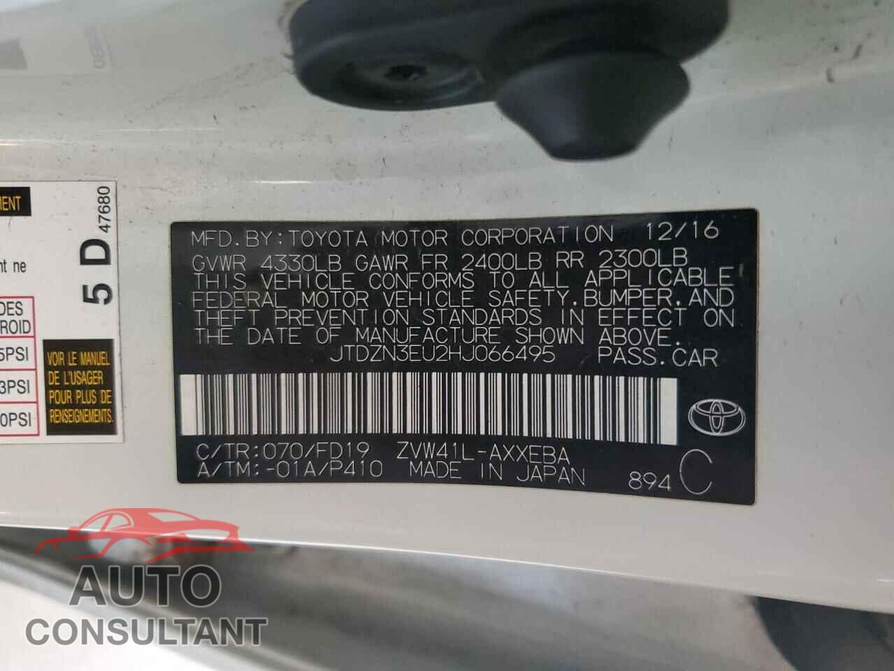 TOYOTA PRIUS 2017 - JTDZN3EU2HJ066495