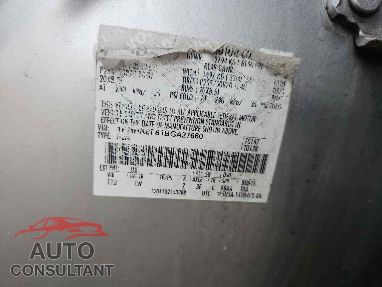 FORD EXPLORER 2011 - 1FMHK8F81BGA27660