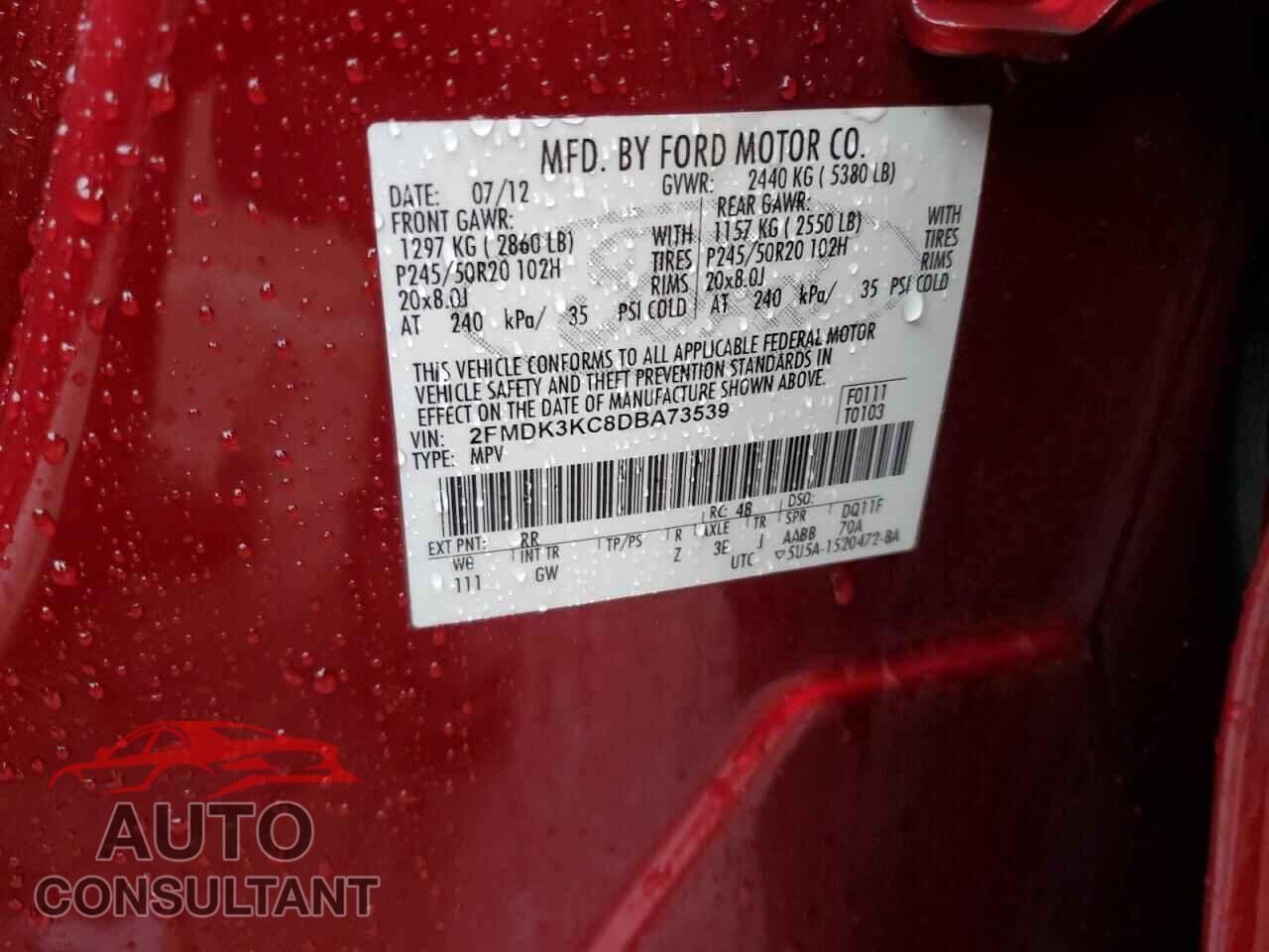 FORD EDGE 2013 - 2FMDK3KC8DBA73539