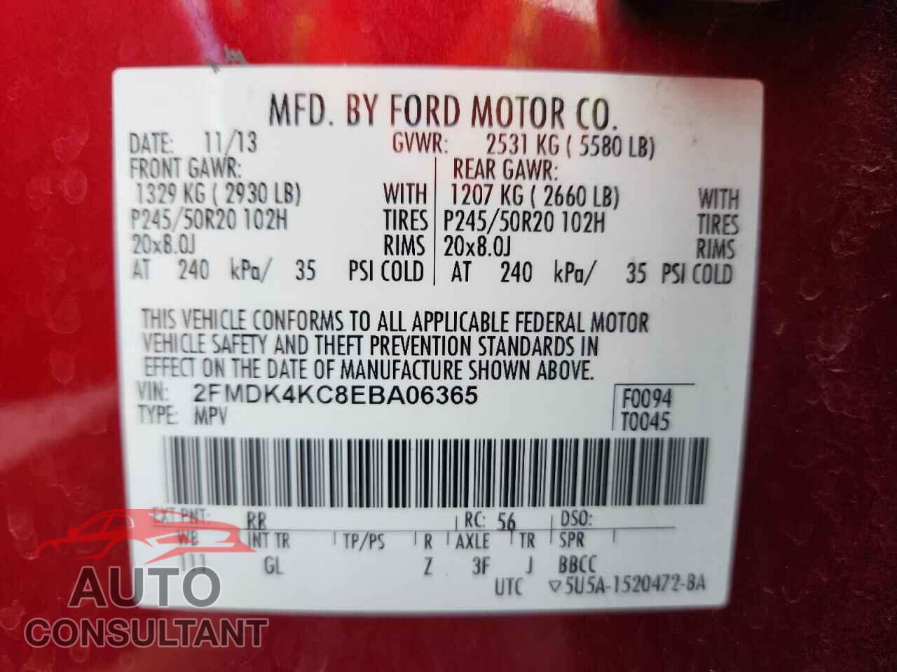 FORD EDGE 2014 - 2FMDK4KC8EBA06365