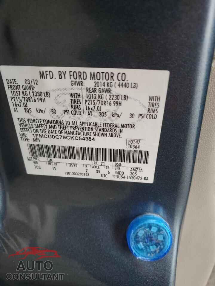 FORD ESCAPE 2012 - 1FMCU0C79CKC54384