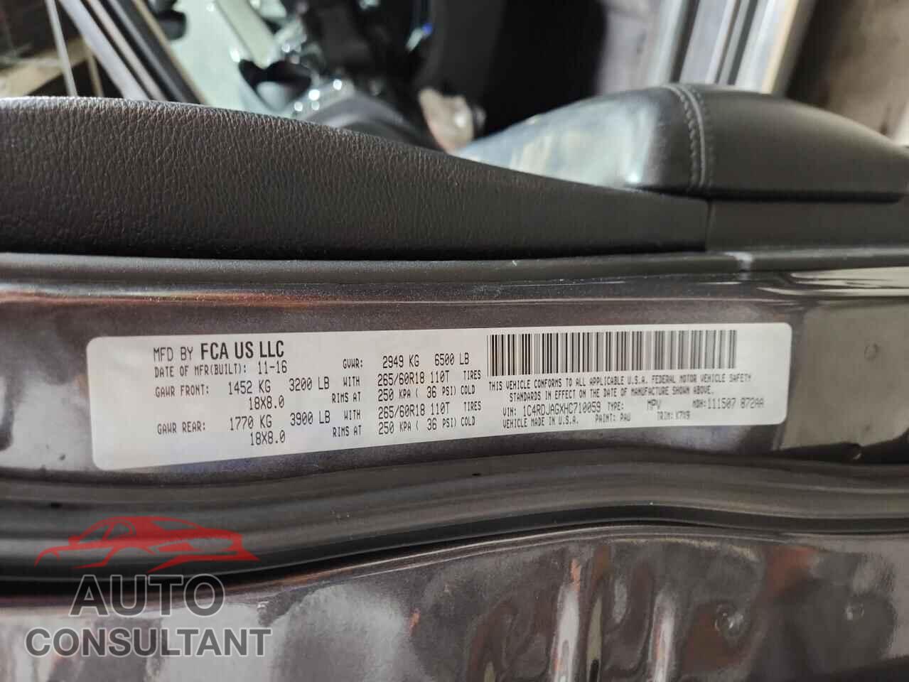 DODGE DURANGO 2017 - 1C4RDJAGXHC710059