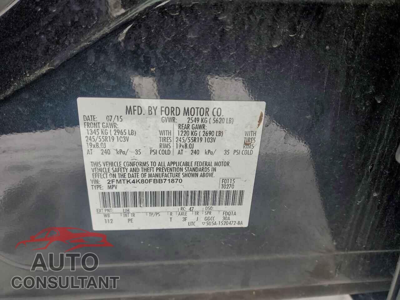FORD EDGE 2015 - 2FMTK4K80FBB71870