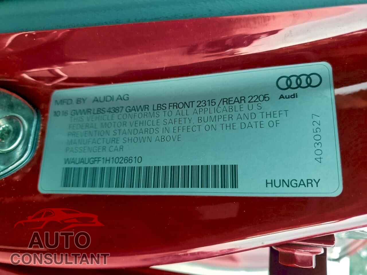 AUDI A3 2017 - WAUAUGFF1H1026610