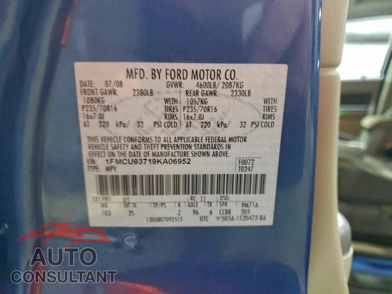 FORD ESCAPE 2009 - 1FMCU93719KA06952