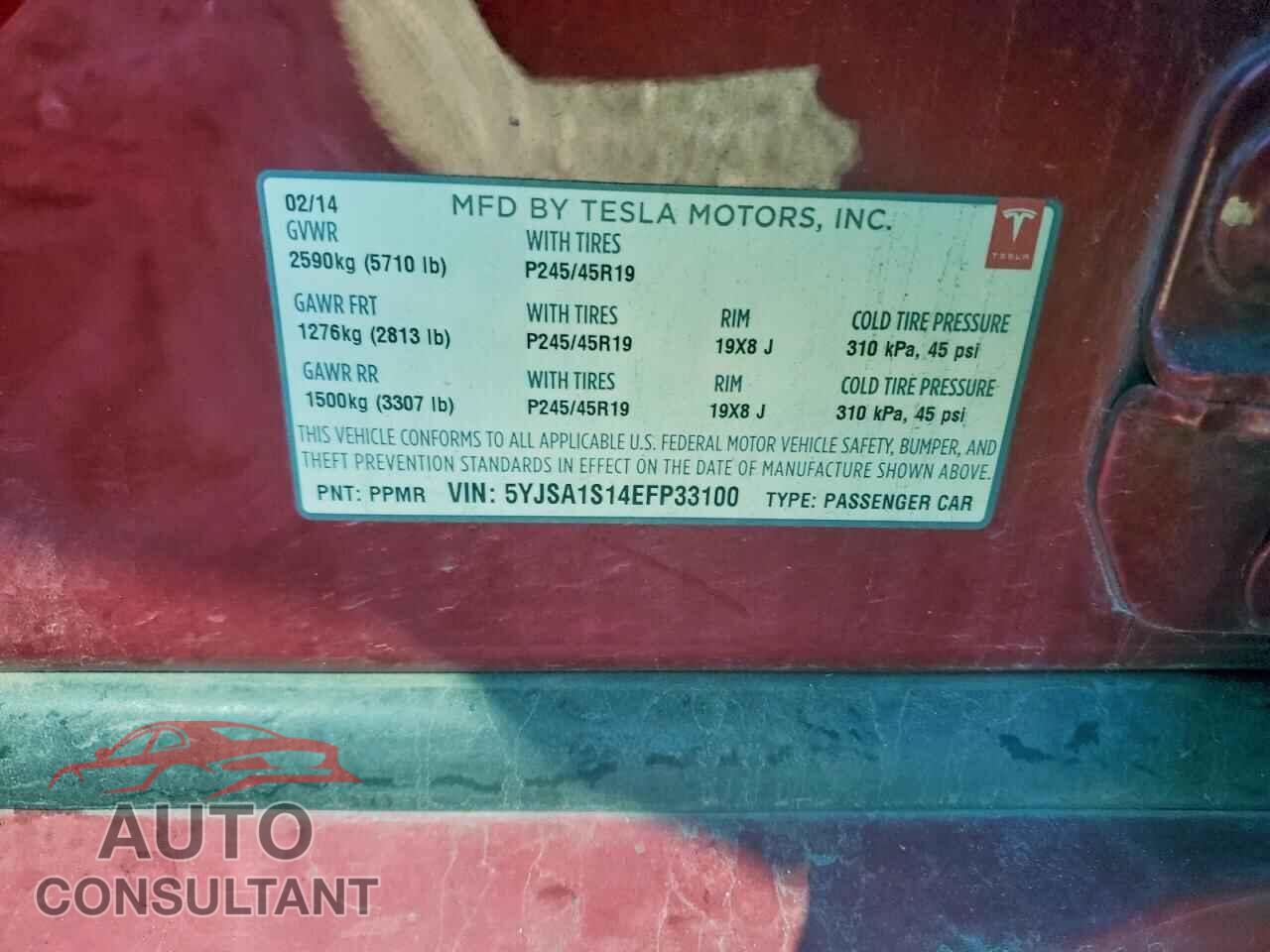 TESLA MODEL S 2014 - 5YJSA1S14EFP33100