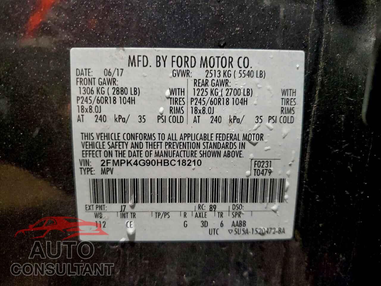 FORD EDGE 2017 - 2FMPK4G90HBC18210