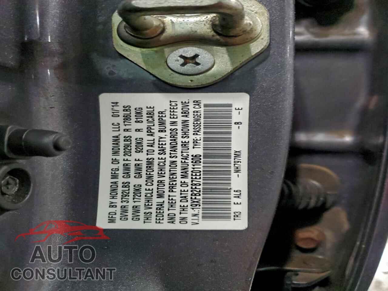 HONDA CIVIC 2014 - 19XFB2F87EE011606