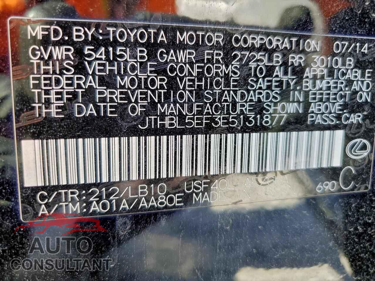 LEXUS LS460 2014 - JTHBL5EF3E5131877