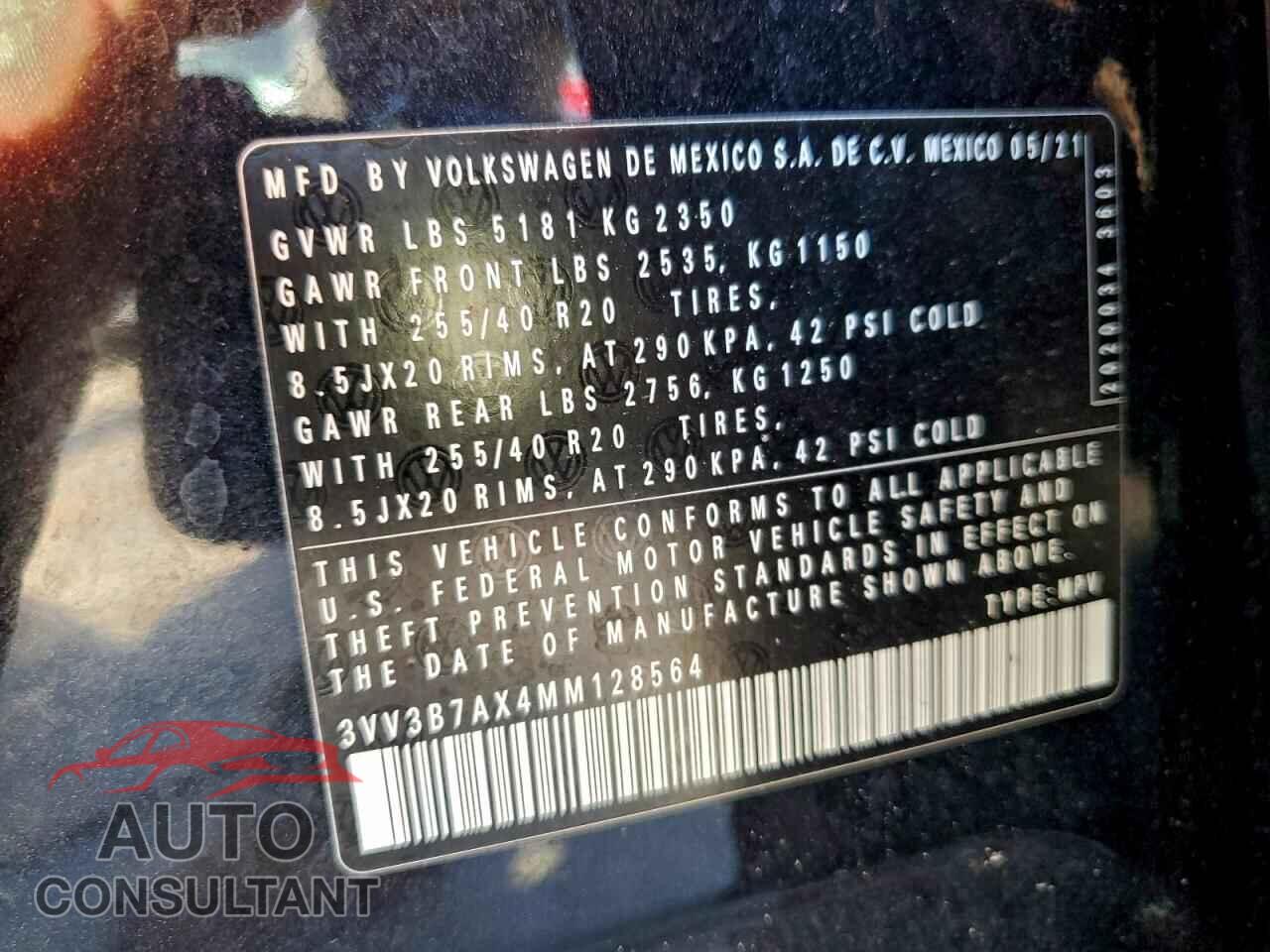 VOLKSWAGEN TIGUAN 2021 - 3VV3B7AX4MM128564