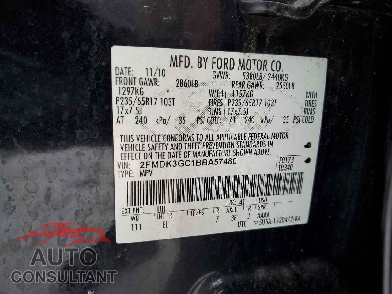 FORD EDGE 2011 - 2FMDK3GC1BBA57480