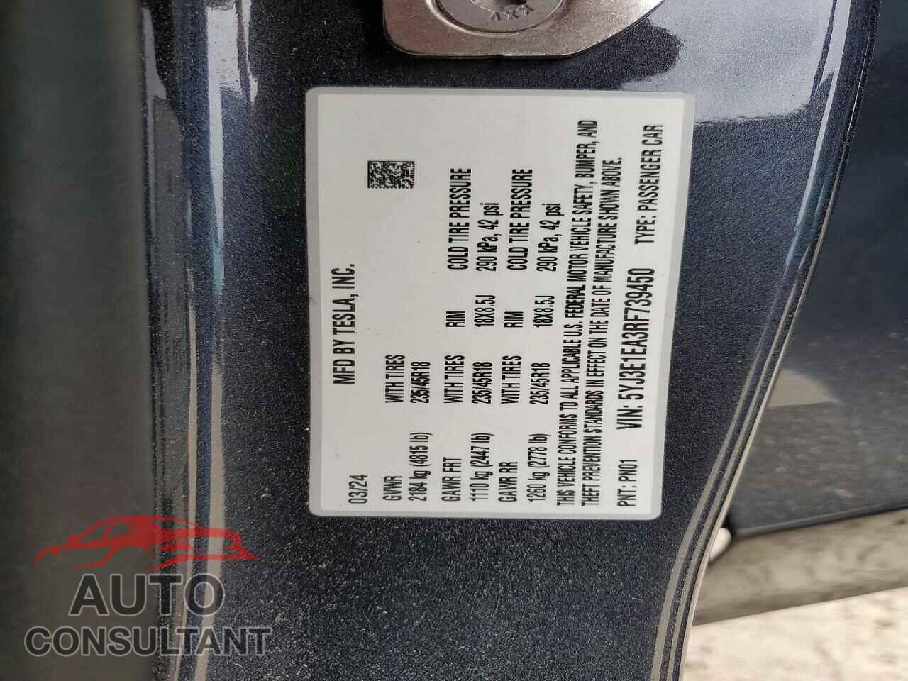 TESLA MODEL 3 2024 - 5YJ3E1EA3RF739450