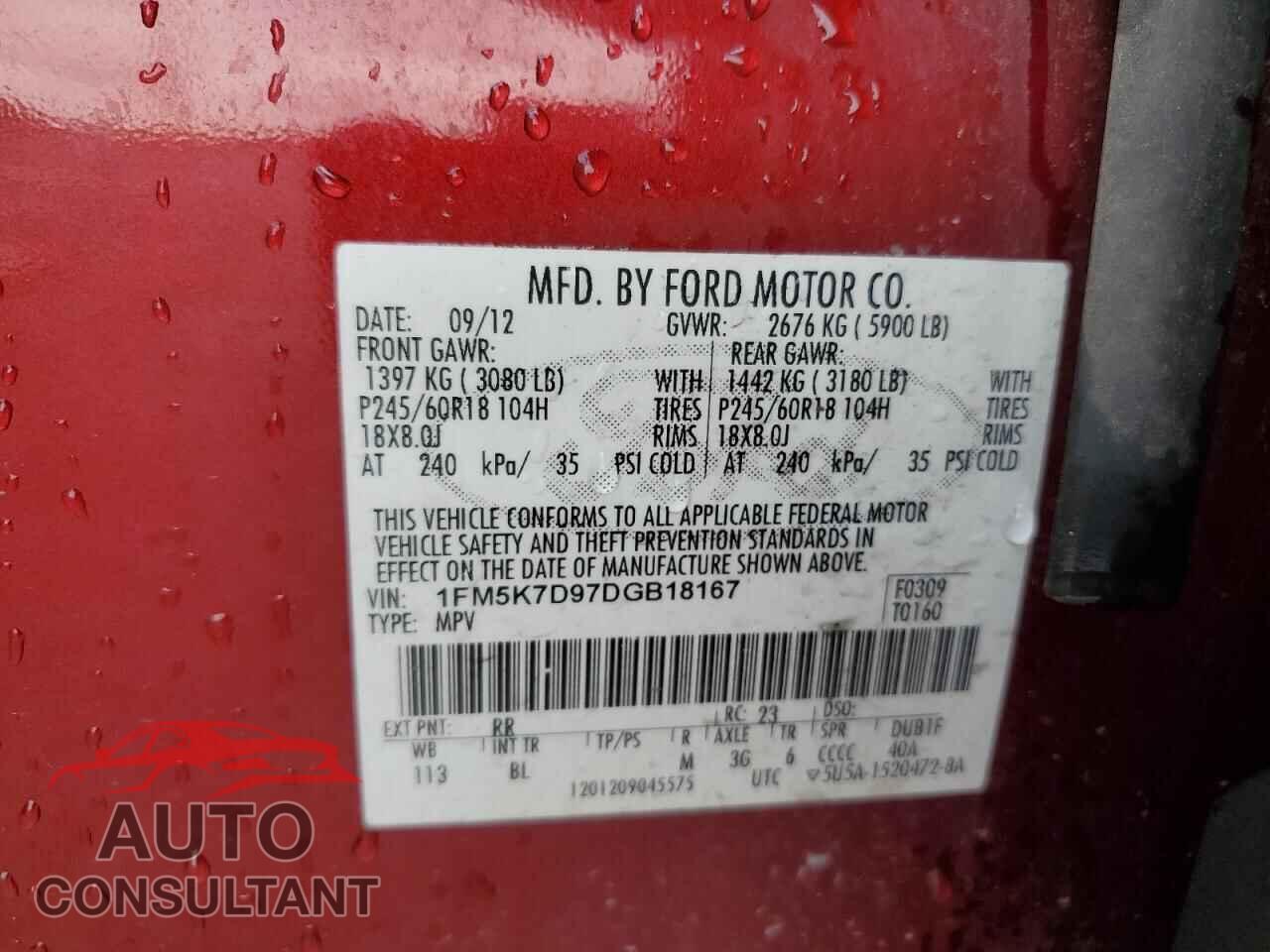 FORD EXPLORER 2013 - 1FM5K7D97DGB18167