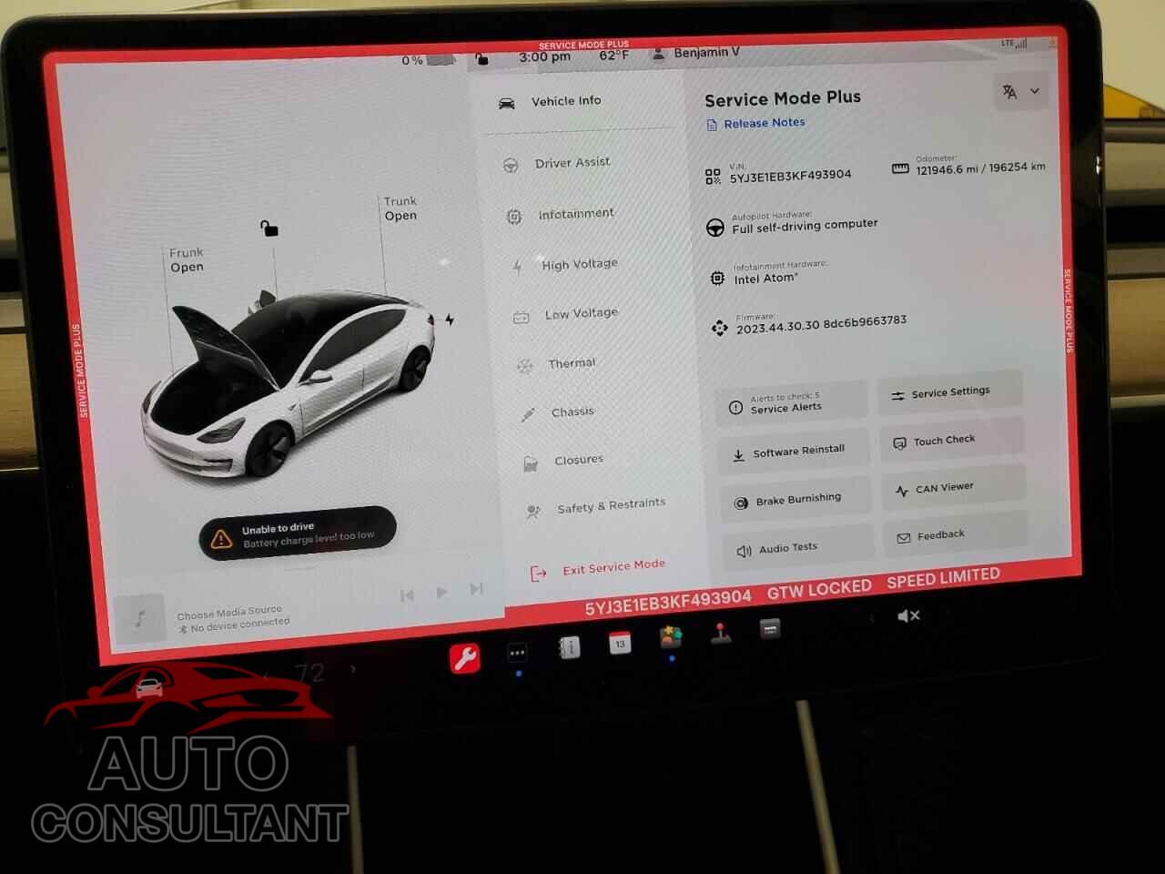 TESLA MODEL 3 2019 - 5YJ3E1EB3KF493904