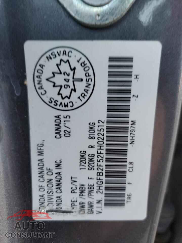 HONDA CIVIC 2015 - 2HGFB2F52FH022512