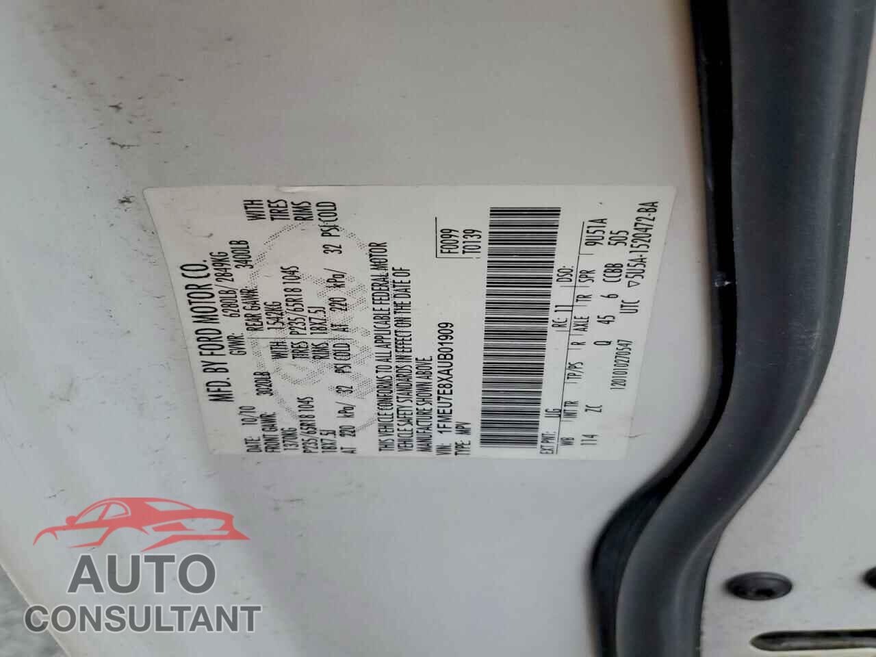 FORD EXPLORER 2010 - 1FMEU7E8XAUB01909