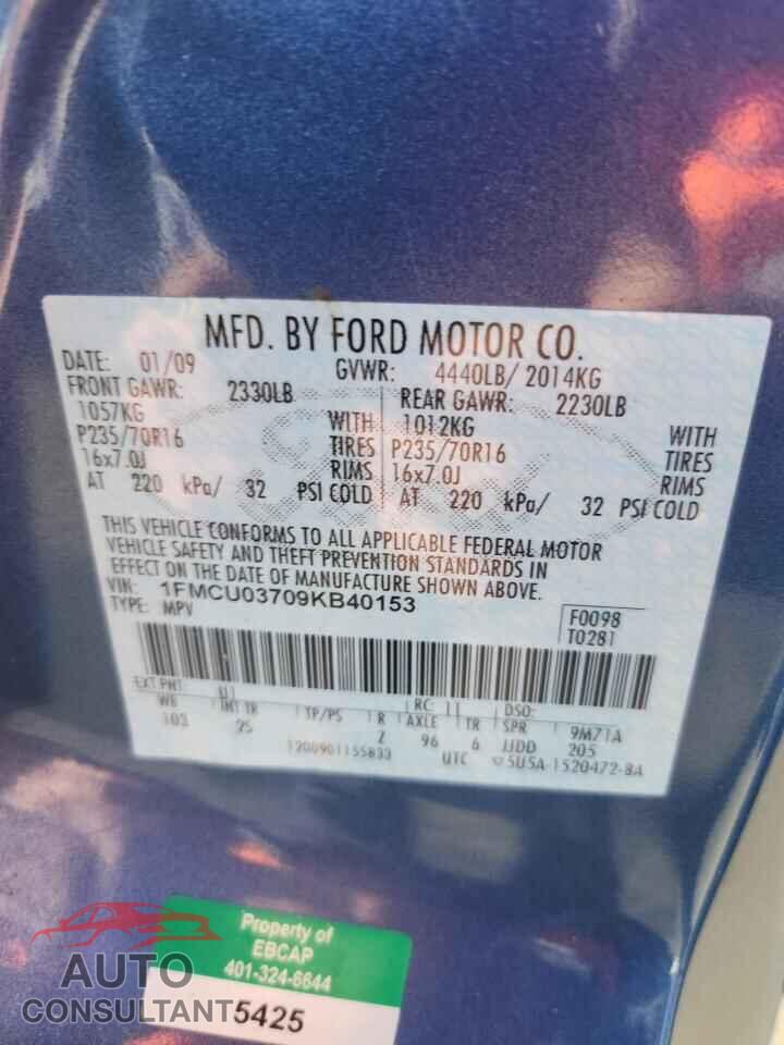 FORD ESCAPE 2009 - 1FMCU03709KB40153