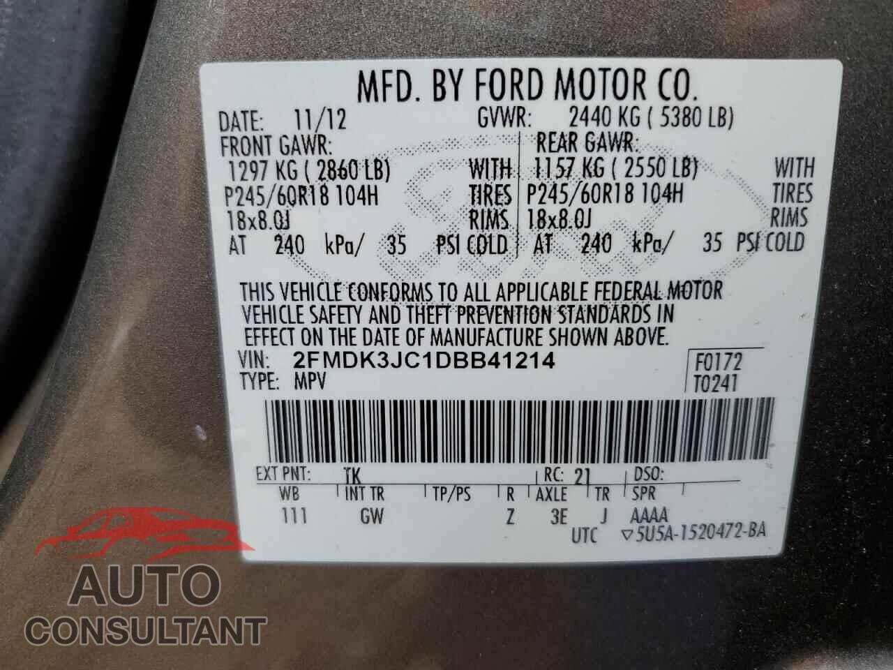 FORD EDGE 2013 - 2FMDK3JC1DBB41214