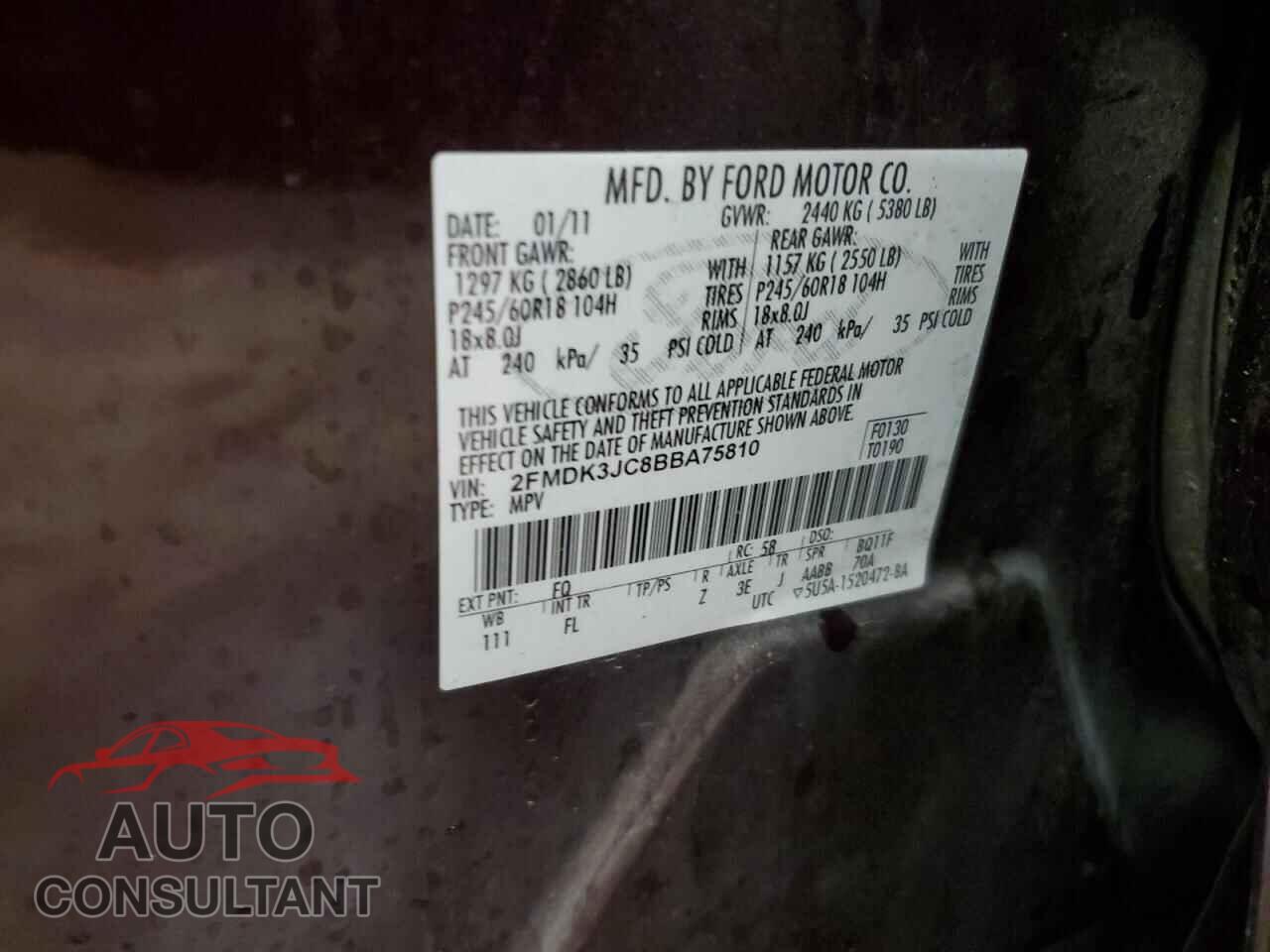 FORD EDGE 2011 - 2FMDK3JC8BBA75810