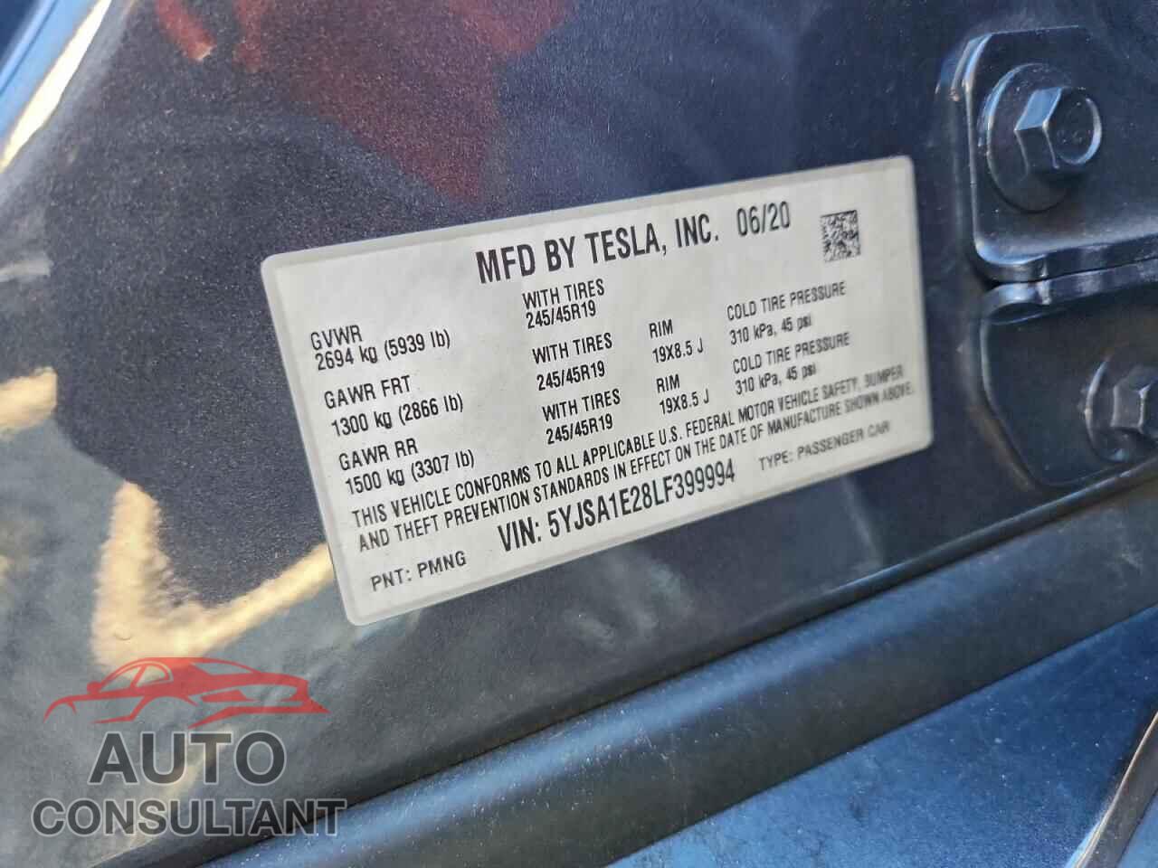 TESLA MODEL S 2020 - 5YJSA1E28LF399994