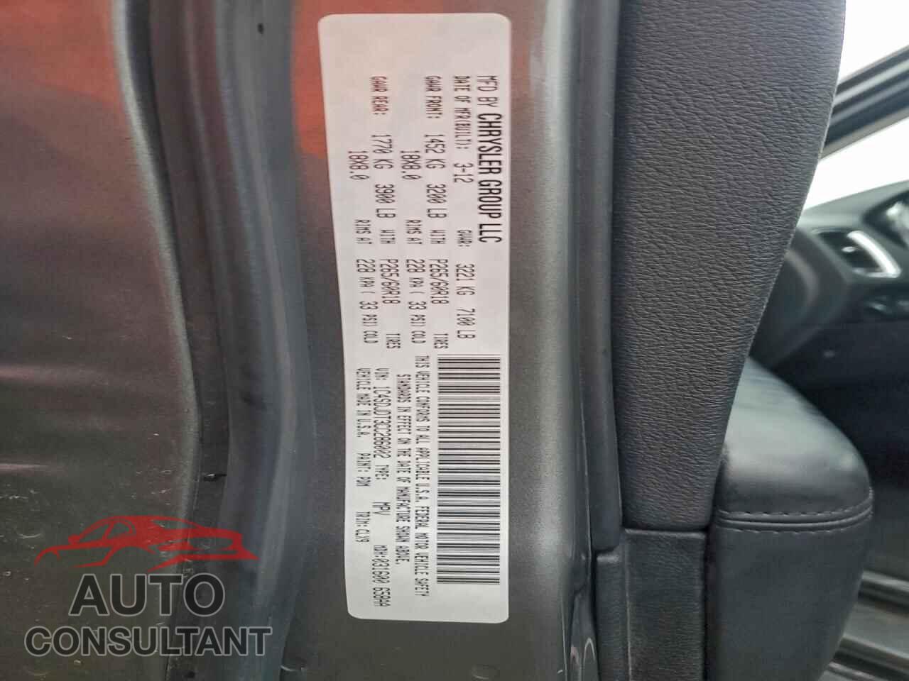 DODGE DURANGO 2012 - 1C4SDJDT3CC286002