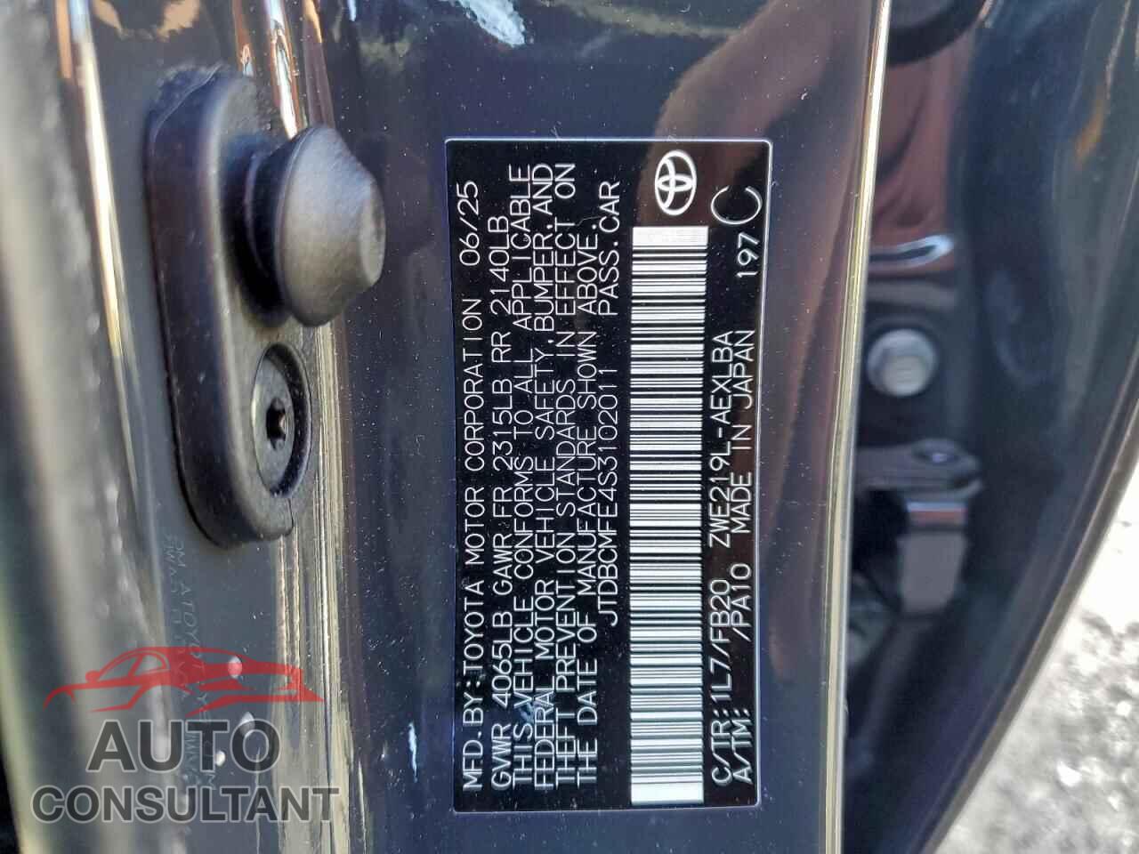TOYOTA COROLLA 2025 - JTDBCMFE4S3102011