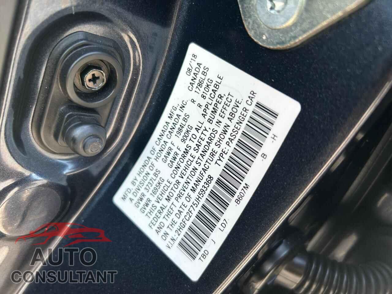 HONDA CIVIC 2018 - 2HGFC2F75JH593368