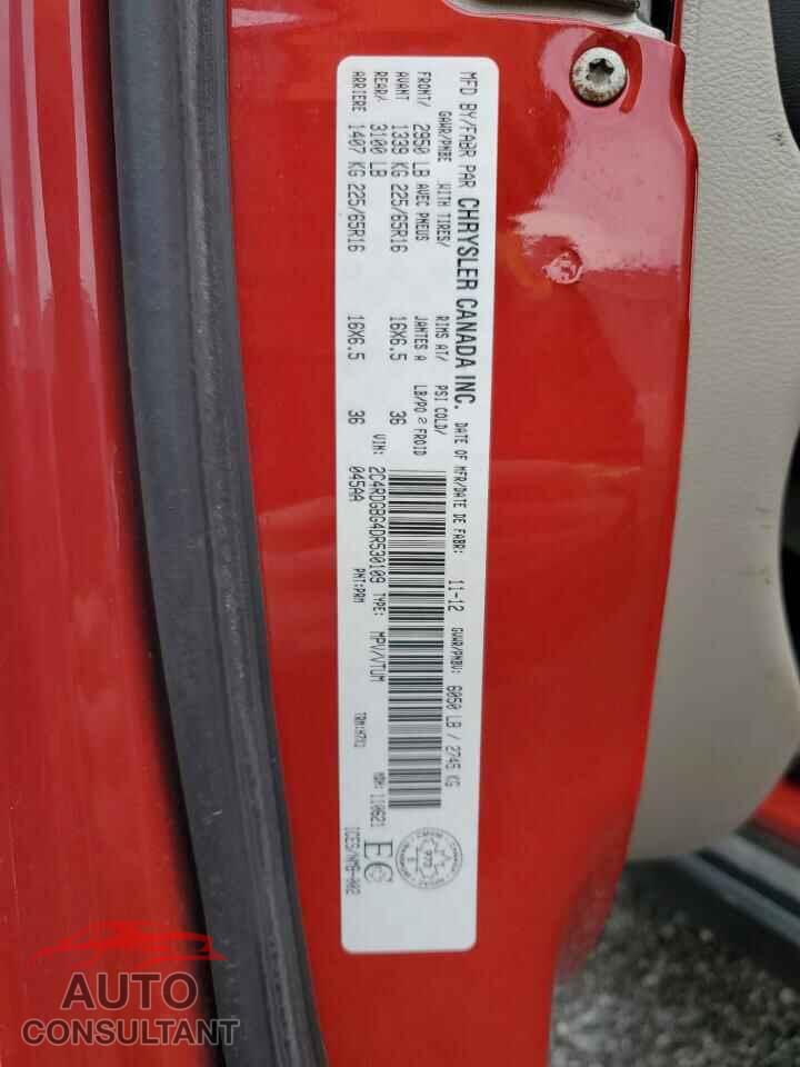 DODGE CARAVAN 2013 - 2C4RDGBG4DR530109