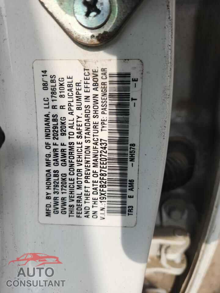 HONDA CIVIC 2014 - 19XFB2F87EE072437