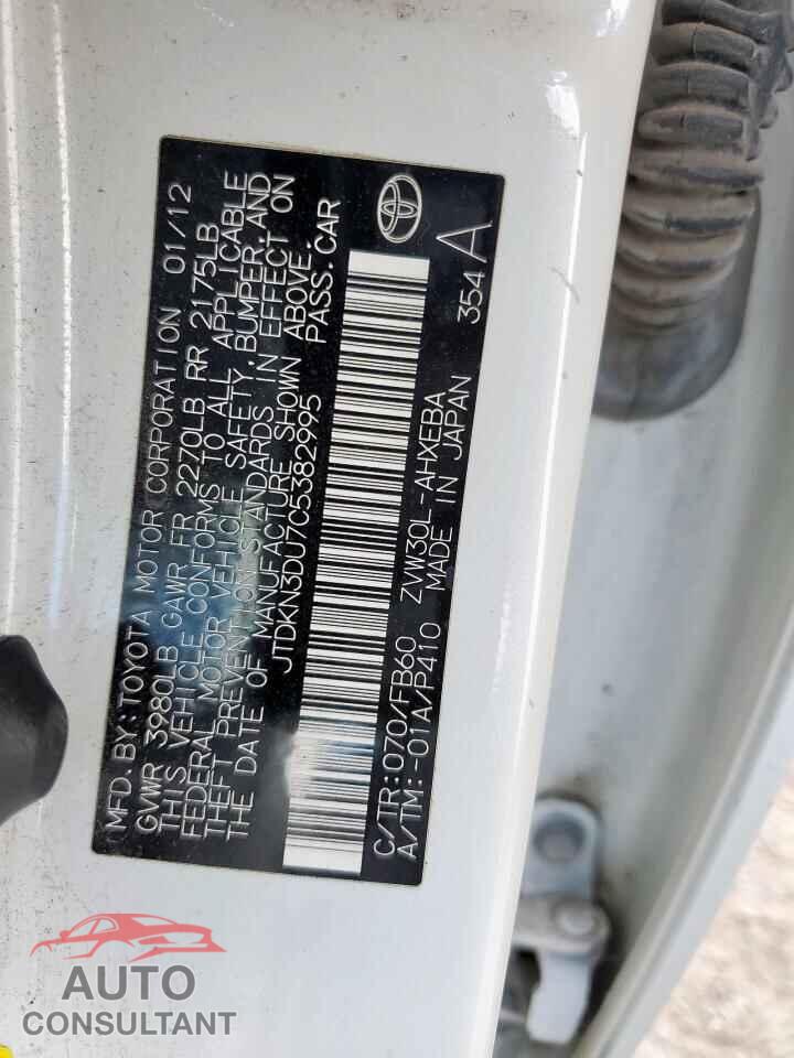TOYOTA PRIUS 2012 - JTDKN3DU7C5382995