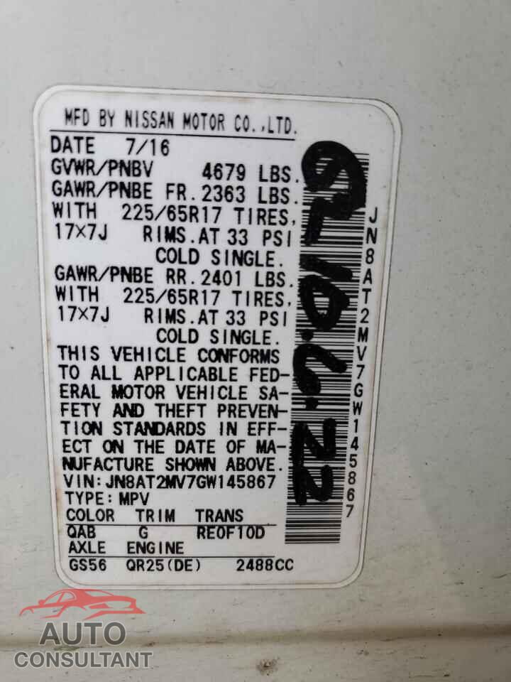 NISSAN ROGUE 2016 - JN8AT2MV7GW145867