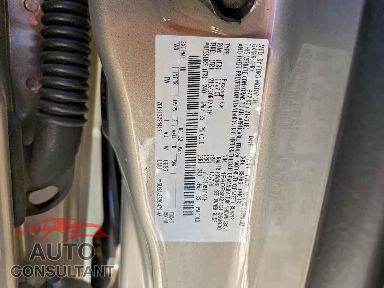 FORD FOCUS 2016 - 1FADP3N21GL259930