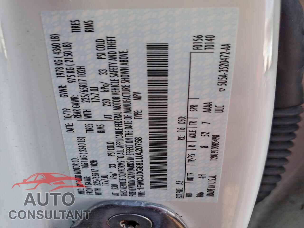 FORD ESCAPE 2020 - 1FMCU0G68LUA20758