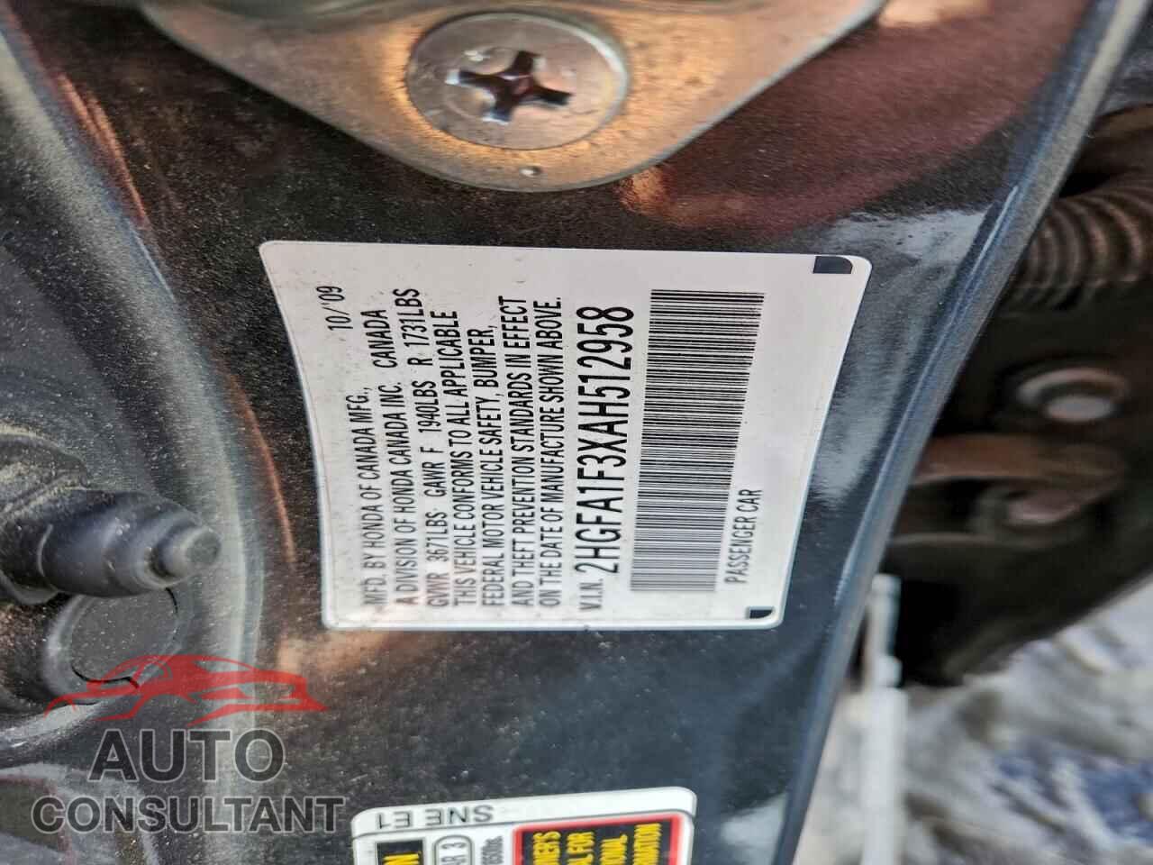 HONDA CIVIC 2010 - 2HGFA1F3XAH512958