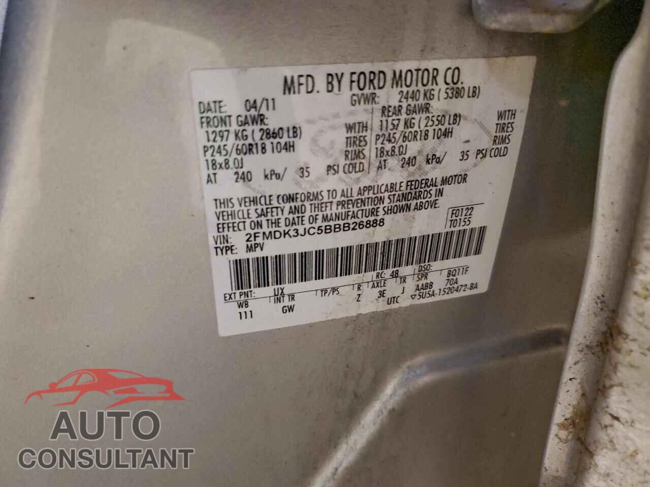 FORD EDGE 2011 - 2FMDK3JC5BBB26888