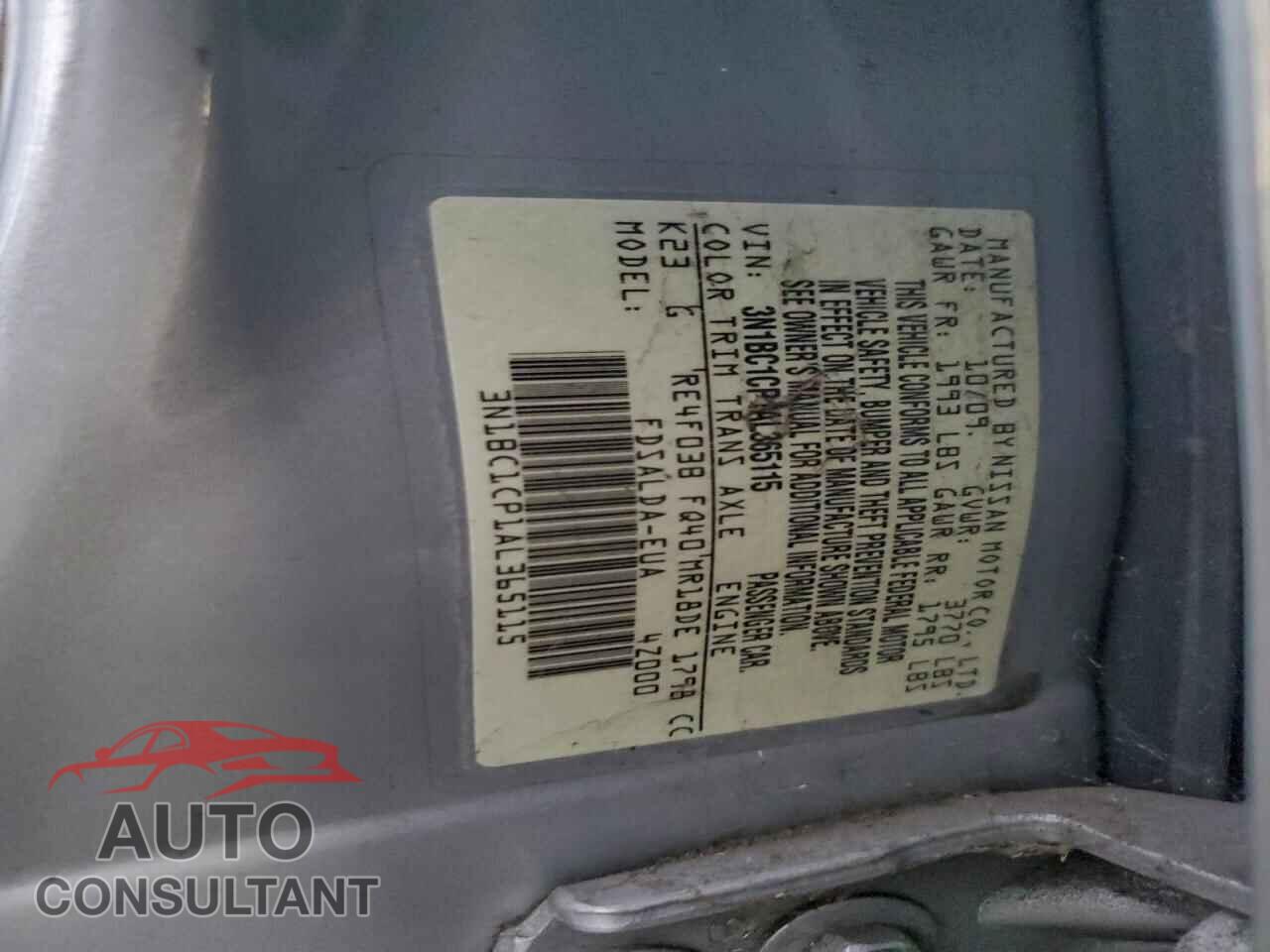 NISSAN VERSA 2010 - 3N1BC1CP1AL365115