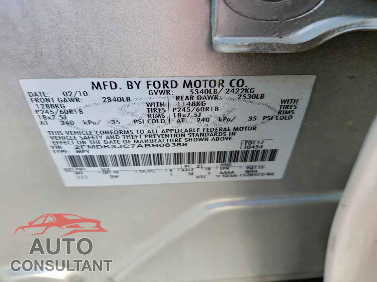 FORD EDGE 2010 - 2FMDK3JC7ABB08388