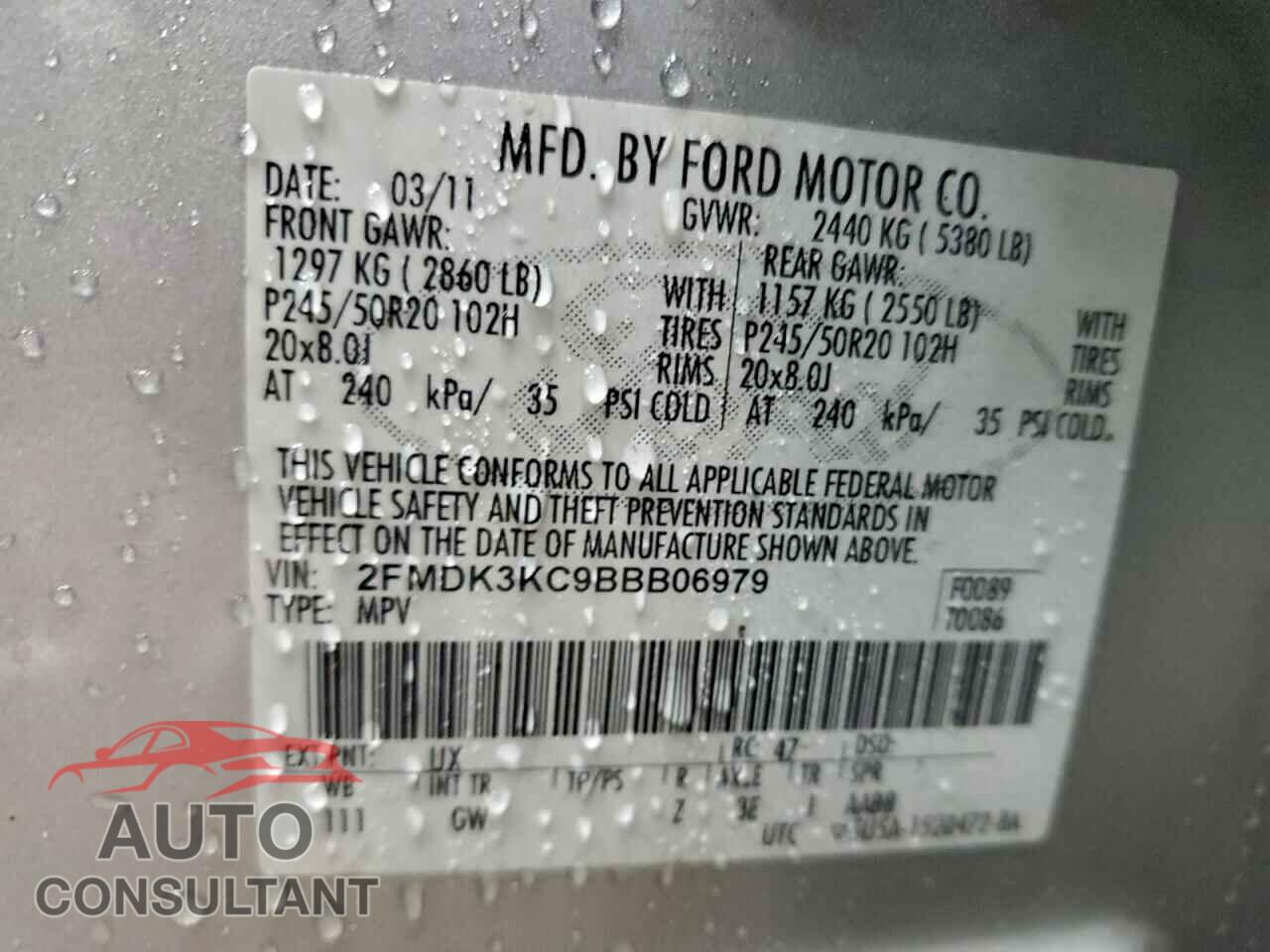 FORD EDGE 2011 - 2FMDK3KC9BBB06979