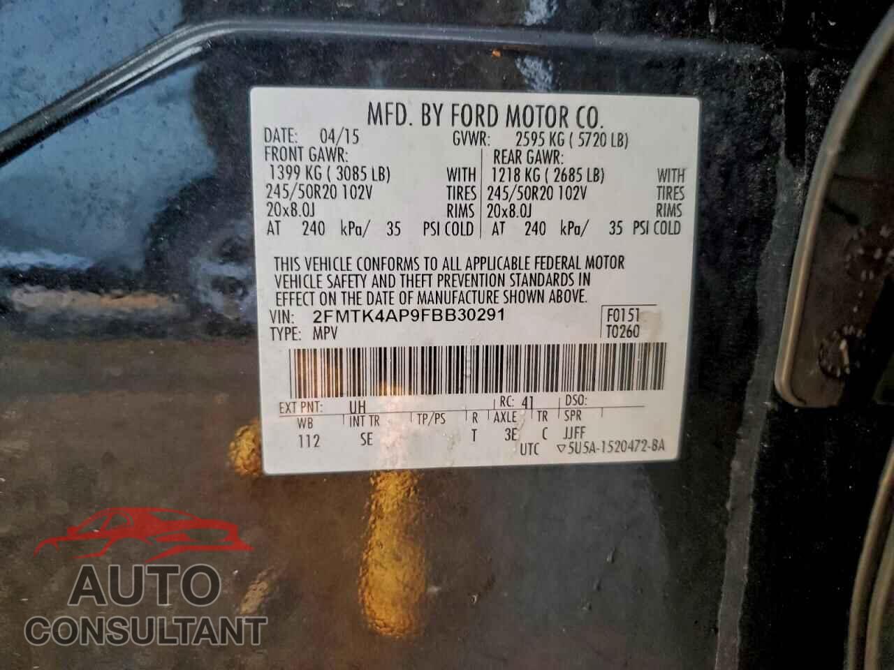 FORD EDGE 2015 - 2FMTK4AP9FBB30291