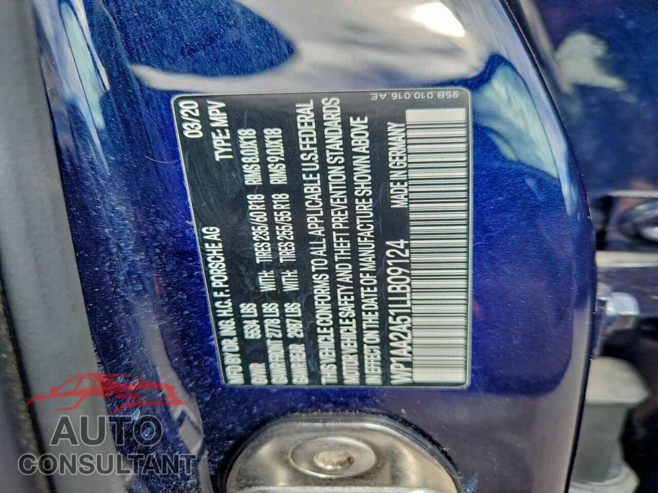 PORSCHE MACAN 2020 - WP1AA2A51LLB09124