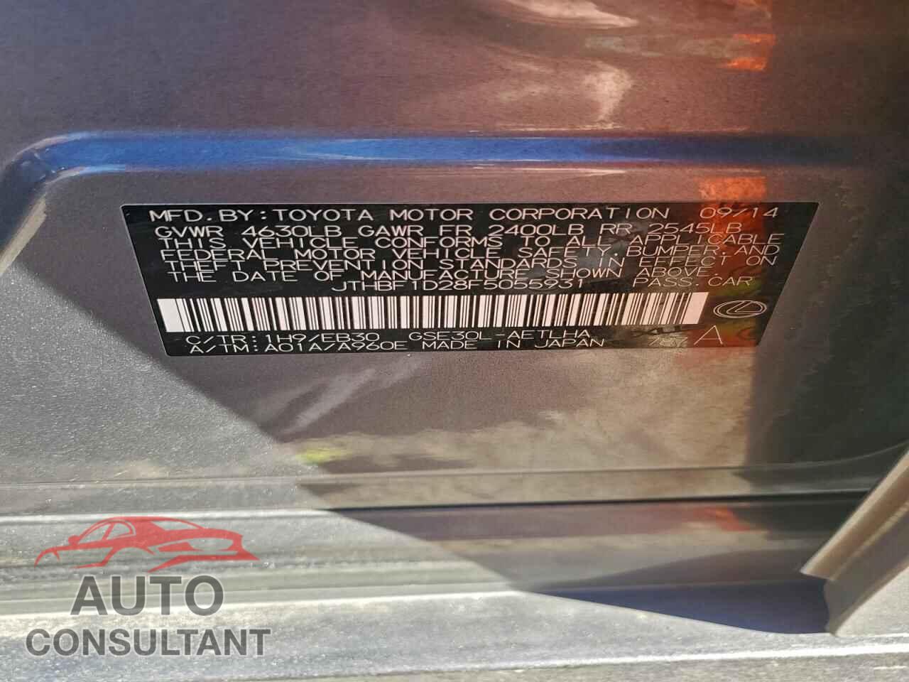 LEXUS IS 2015 - JTHBF1D28F5055931