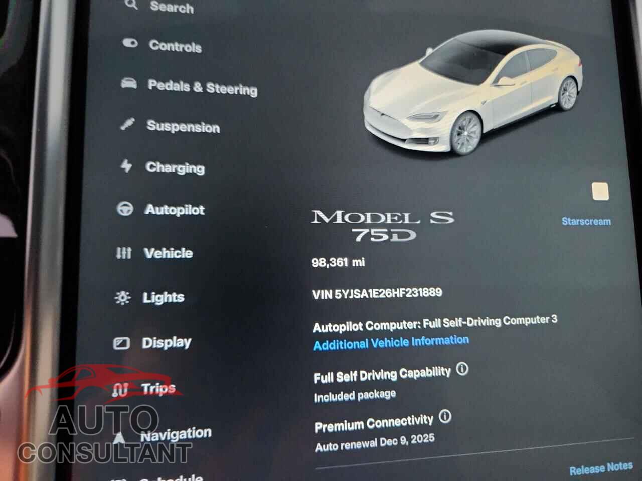 TESLA MODEL S 2017 - 5YJSA1E26HF231889