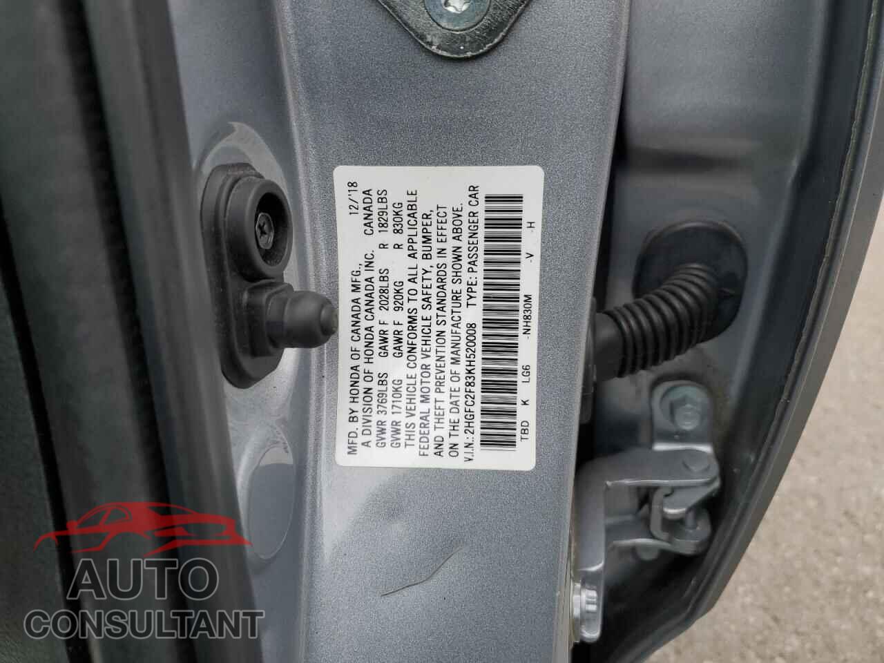 HONDA CIVIC 2019 - 2HGFC2F83KH520008