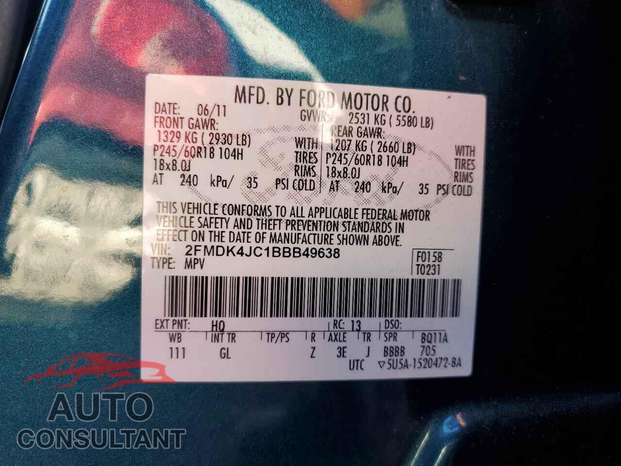 FORD EDGE 2011 - 2FMDK4JC1BBB49638